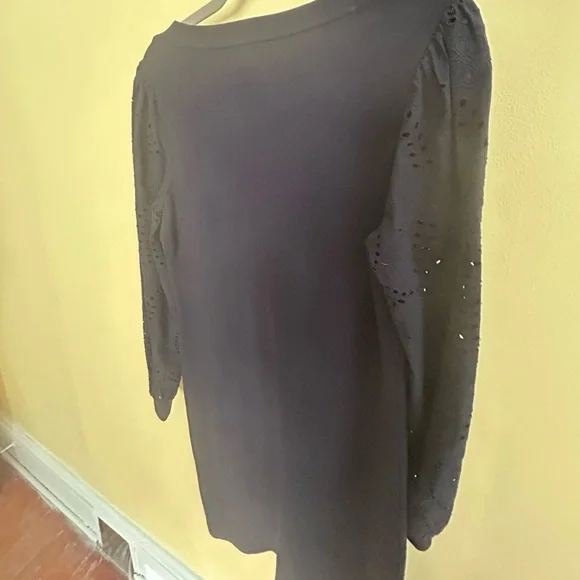 NWOT Talbots Navy Blue BEAUTIFUL Sheath Dress, Eyelet Detail Long Sleeves - Picture 11 of 14